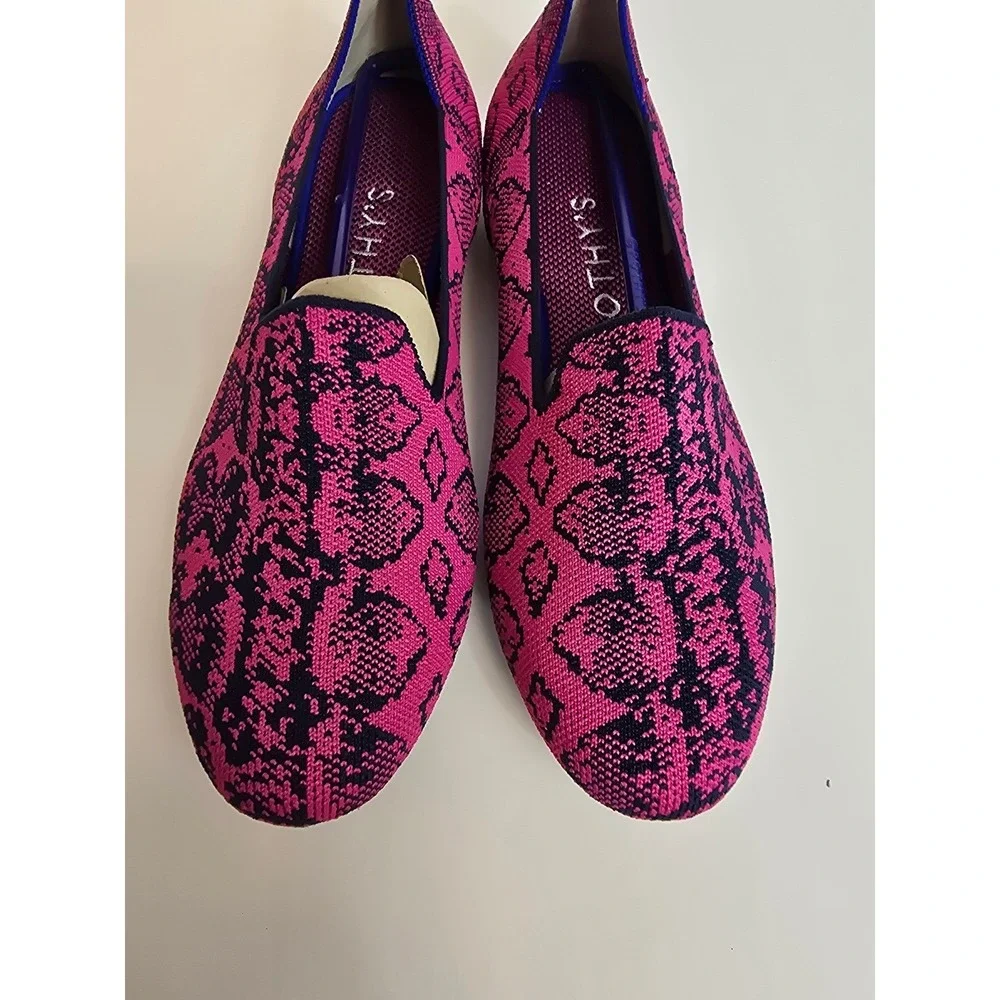 ROTHY'S Fuchsia‎ Navy Snake Print Loafers Flats Womens Size 9 New
